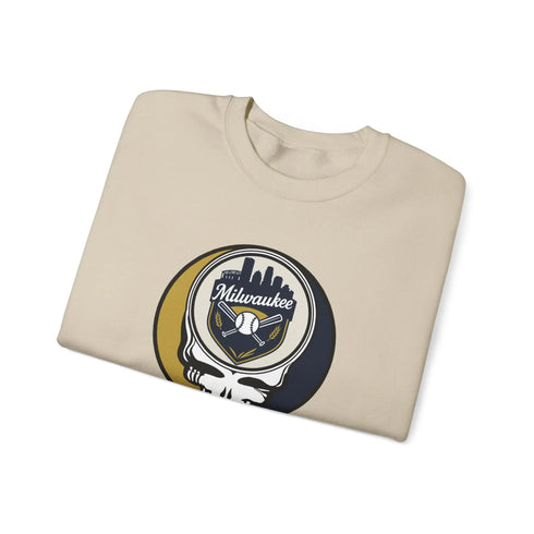 Grateful Dead - Milwaukee Brewers Stealie Grateful Dead Crewneck Sweatshirt - MLB - StealieShop